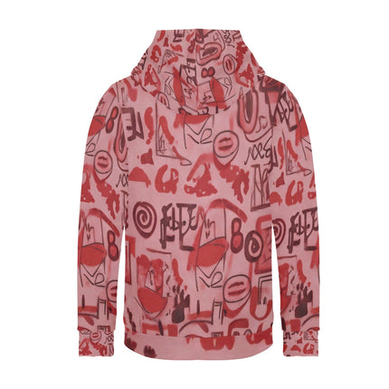 Pink graffiti scribbles on Women's Long Sleeve Fleece Hoodie JACKET ONLY new create by Designs By Kiekie