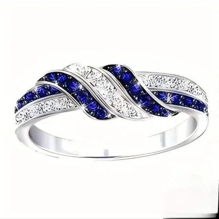 Sparkling Blue Cubic Zirconia Infinity Love Ring – 925 Sterling Silver
