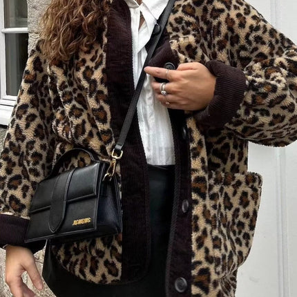 Women's Winter Leopard Print Casual Loose Jacket