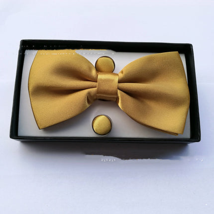 Pocket Square Cufflinks Set Men's Bow Gift Box