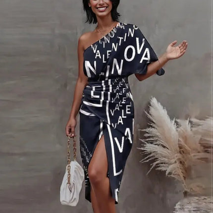 New beautiful golden Summer  off shoulder Floral Print Slit Dress