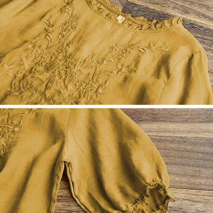 Fashion Cotton Plus Size Loose Embroidered T-shirt