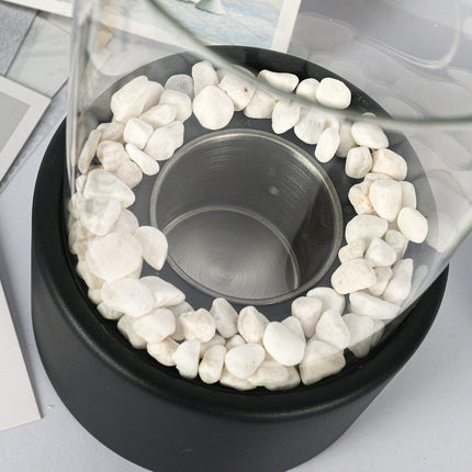 Tabletop Alcohol Fireplace Light Indoor Stainless Steel Stove Round Glass Ambiance Light
