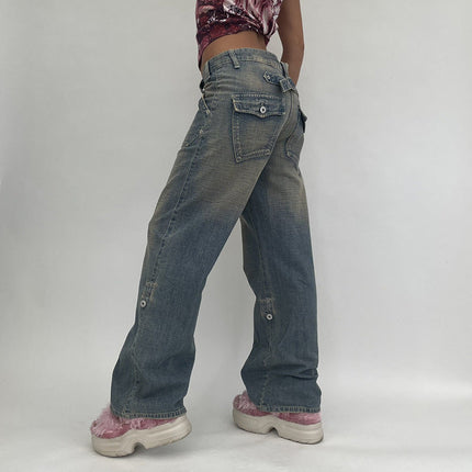 Vintage Blue High-rise Loose Straight-leg Jeans