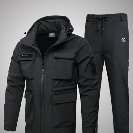 Fleece-lined Work Clothes Suit Men's Waterproof Labor Protection Clothing Warm Camouflage Clothing