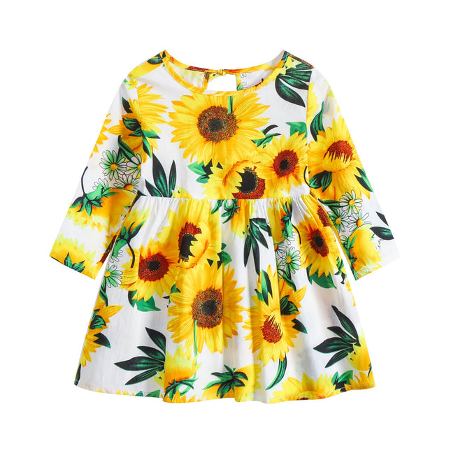 Children's Floral Cotton Long Sleeve Dress