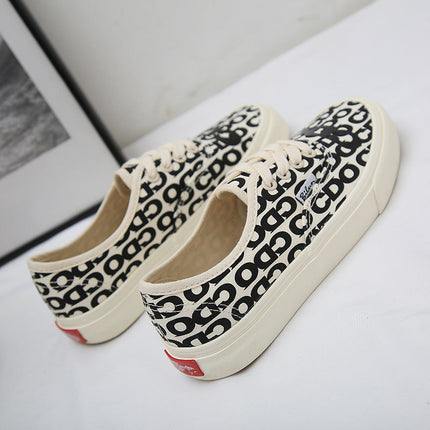 Low Cut Men And Women Letter Couple Canvas Shoes Laces