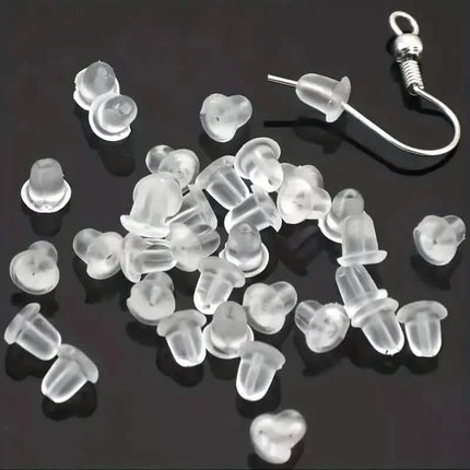 100-Pieces: Transparent Plastic Ear Clog Ear Stud Earring Pin Backs Ear Plug