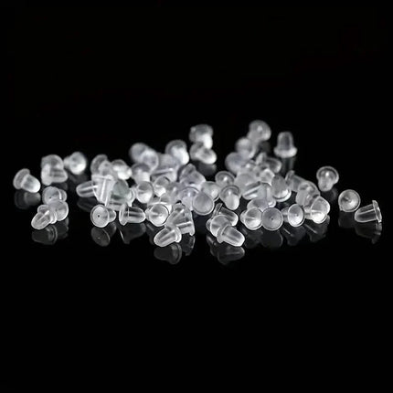 100-Pieces: Transparent Plastic Ear Clog Ear Stud Earring Pin Backs Ear Plug