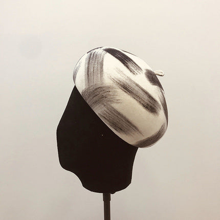 Simple graffiti brush color female wool felt hat