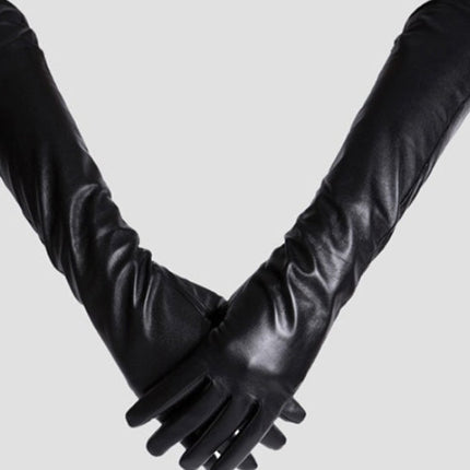 Winter long sheepskin gloves