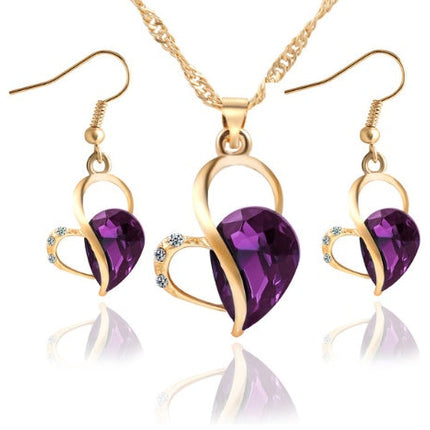Love Drops Ear Neck Necklace Set Heart Heart Pearl Jewelry Korean Style Wind Jewelry Set