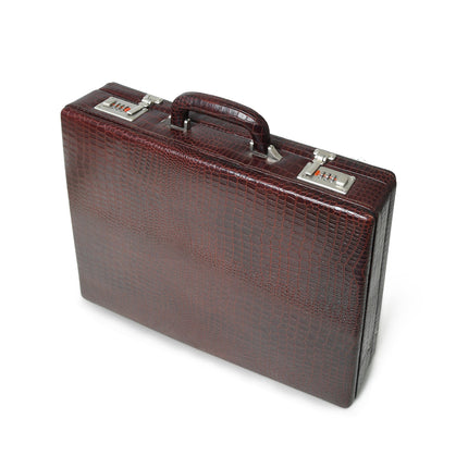 Executive Croco Leather Briefcase/Suitcase- Brown