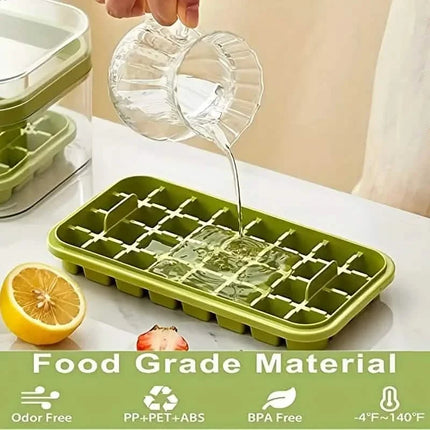 101oz. Ice Cube Tray Set - 64 Pcs Silicone Ice Cube Tray With Lid & Bin