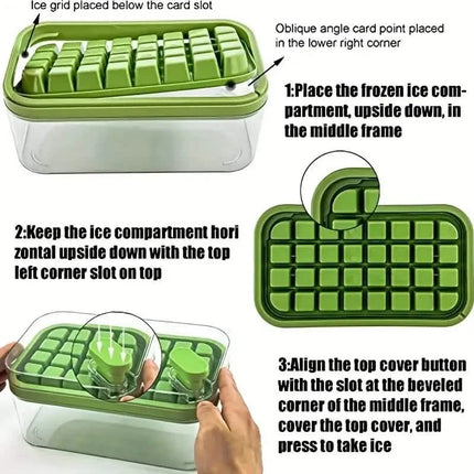 101oz. Ice Cube Tray Set - 64 Pcs Silicone Ice Cube Tray With Lid & Bin