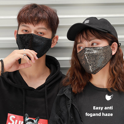 Sequined cotton mask