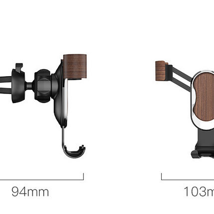 Gravity bracket for mobile phone navigation in black walnut wooden car