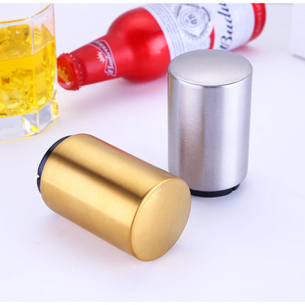 Portable Magnetic Automatic Beer Bottle Opener Bar Accessories Decor Stainless Steel Wine Can Openers with Brushed Metal