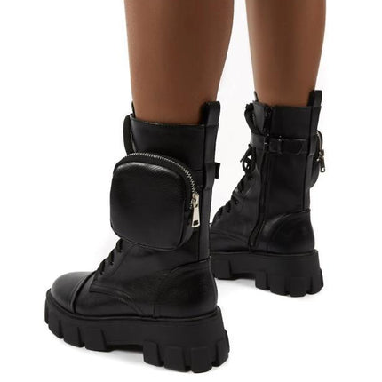 Round head female motorcycle riding boots