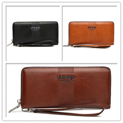 JEEP BULUO Famous Brand Long Wallet Men's Wallets Purse Large Capacity Handbags Clutch Bag For Man pu Leather Fashion JEEPA210