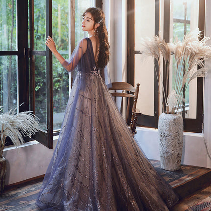 Women's beautiful Purple long ballroom evening dress