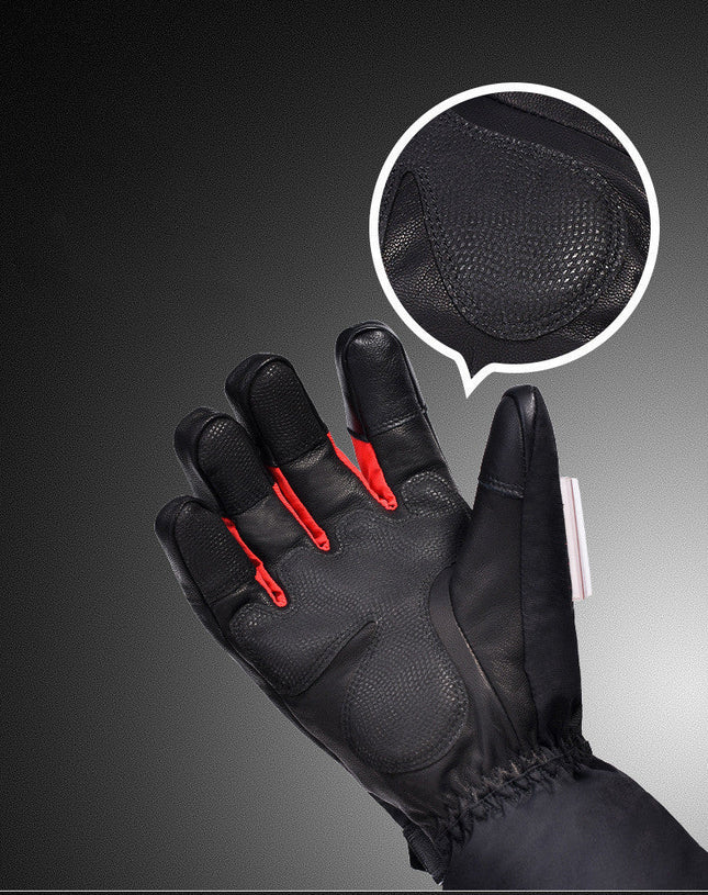 Winter Constant Temperature Ski Heating Sheepskin Gloves