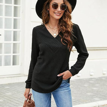 Women's Plus Size Long Sleeve V-neck Casual Top