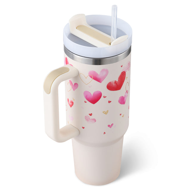 40oz Insulated Tumbler With Handle & Straw – Stainless Steel Vacuum Coffee Cup | Perfect Gift