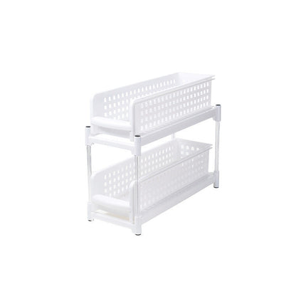 Solid Color Plastic Pull-out Double-layer Storage Rack