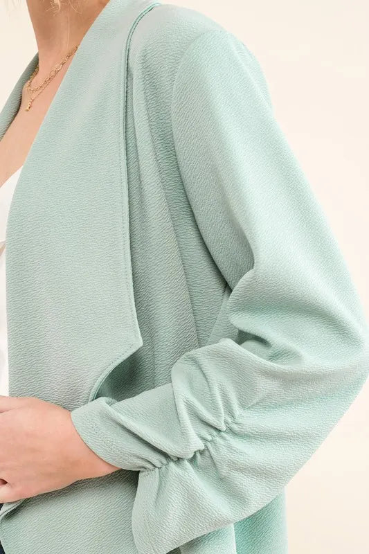 And The Why Stretch Non-Wrinkled Basic Open-Front Blazer