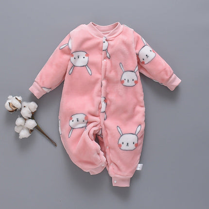 Autumn and winter flannel fleece warmth one-piece romper