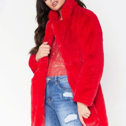 Faux Fur Coat Women Long Sleeve Warm Thick Wave Jackets Plus Size Coat Winter Black Yellow Rose Red Fur Coats Autumn