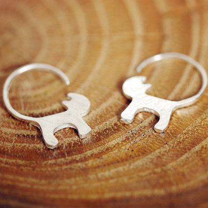 S925 Sterling Silver Stud Earrings Brushed Cat Earrings Korean Cute Cats Sterling Silver Jewelry Jewelry