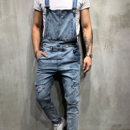 Sling denim romper torn jeans