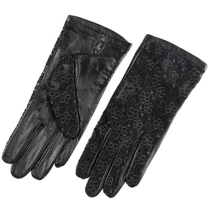 Non-slip driving lace sunscreen leather gloves