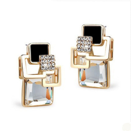 Classic crystal geometric square jewelry set