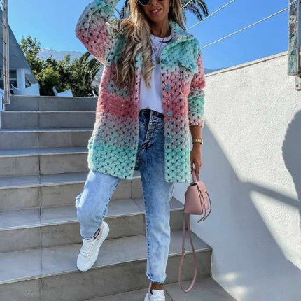 New Product Fashion Print Ladies Woolen Coat