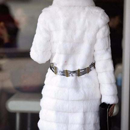 Mid-Length Imitation Mink Fur All-Match Slim Coat