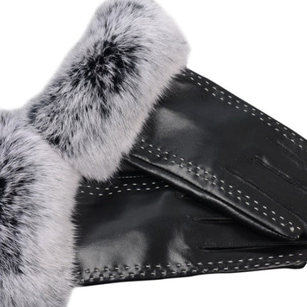 White leather gloves with parallel lines