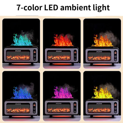 New Design Ultrasonic Flame Humidifier 200ml Simulated Fireplace 3D Fire Aroma Diffuser Colorful Light Essential Oil Diffuser For Bedroom