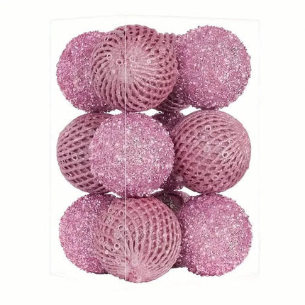 12-Piece Set:  Large Sparkling Glittering Sequins Foam Ball Ornaments