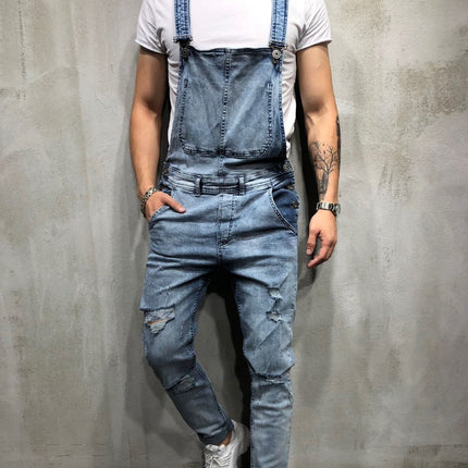 Sling denim romper torn jeans