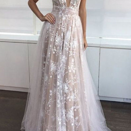 New dress AliExpress explosion models lace deep V wedding dress long skirt women's clothing