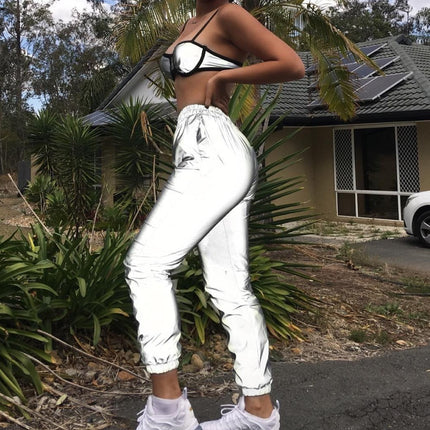 Women's luminous elastic casual pants
