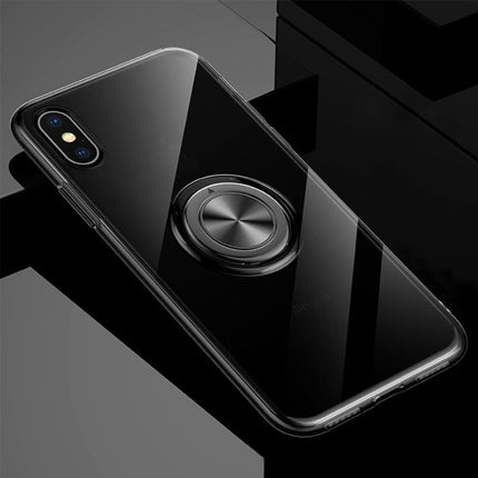 Compatible with Apple, Transparent Magnetic Ring Stand Phone Case For iPhone XR XS Max X XS Adsorption Holder case For iPhone 6 6S Plus 7 8 Plus cover