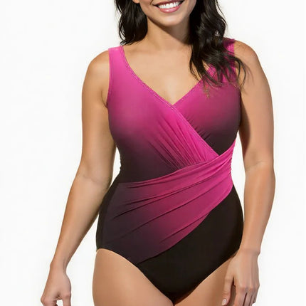New purple and black swimsuit Women's high waist skirt plus size