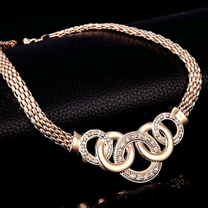 Necklace Earrings Bracelet Ring Jewelry Set European and American Plated 18K Jewelry Four-piece Set
