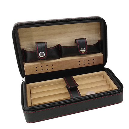 Travel Humidor - Best Portable Leather Travel Cigar Humidifier Gift Box
