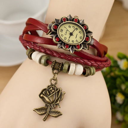 Fashionable Casual Ladies Watch Leather Wrapped Bracelet Epidermis Women Table Butterfly Pendants Wholesale Children Table
