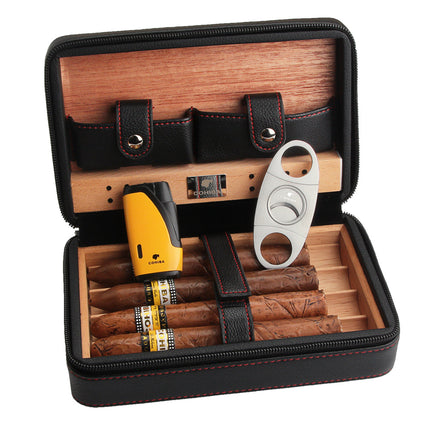 Travel Humidor - Best Portable Leather Travel Cigar Humidifier Gift Box